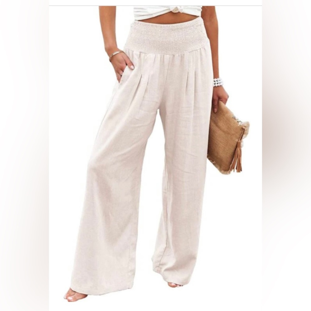 White cotton/linen blend pants